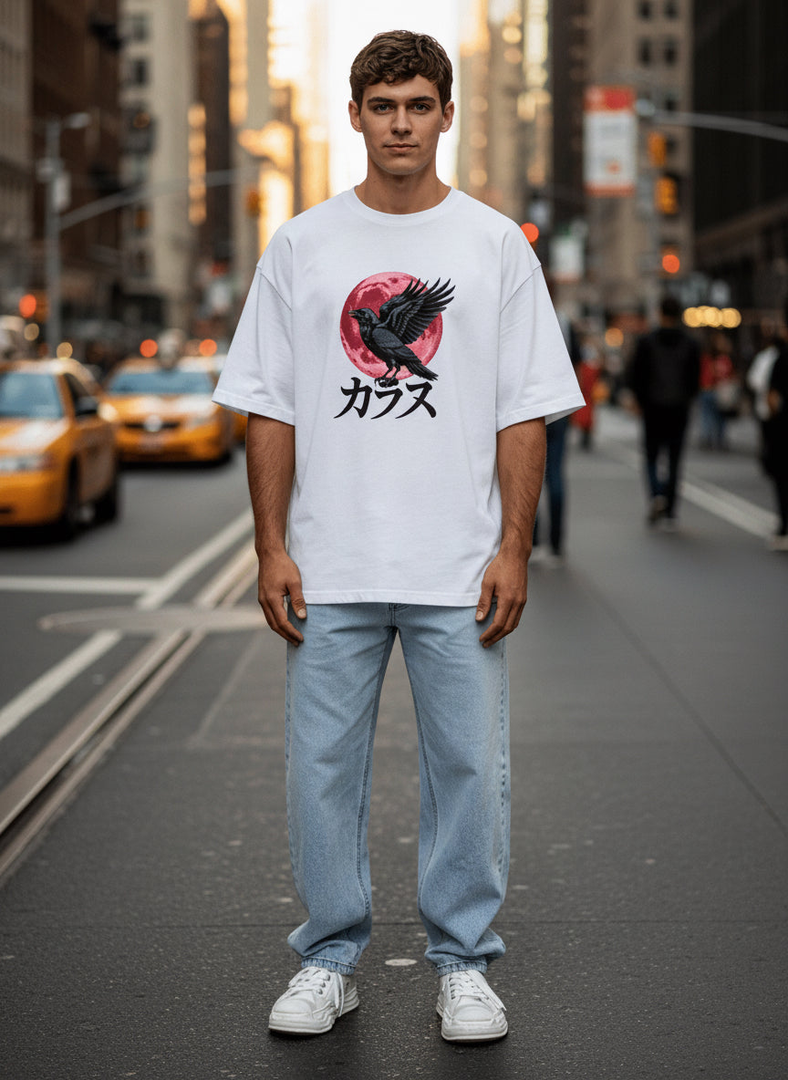 Crow Japanese Graphic Oversized Tee