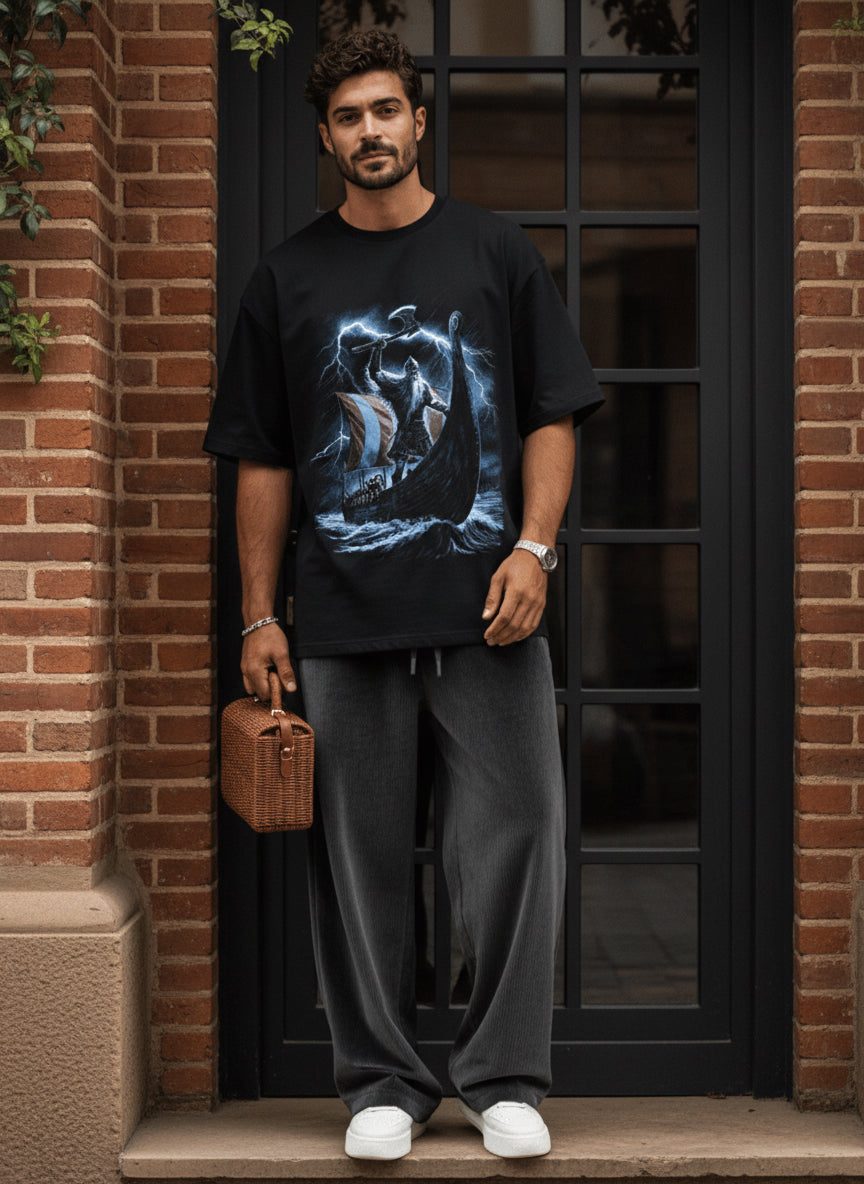 Viking Ship Graphic Oversized Tee