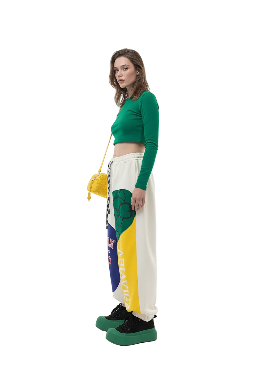 Black Pooh Bear's Wide Leg Pants