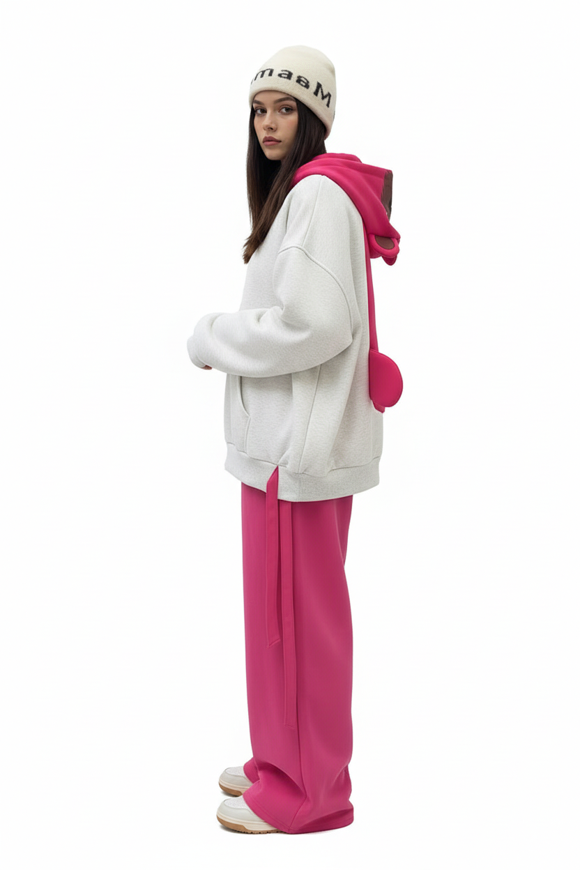 White Comfort Essentials Bear Hoodie