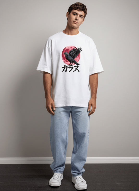 Crow Japanese Graphic Oversized Tee
