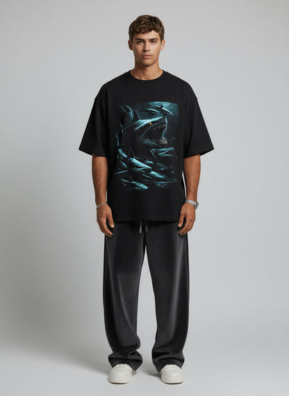 Shark Swarm Graphic Oversized Tee