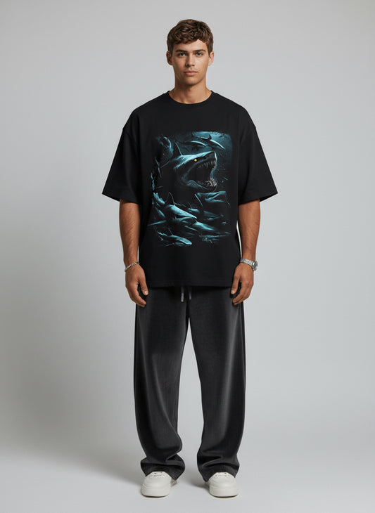 Shark Swarm Graphic Oversized Tee
