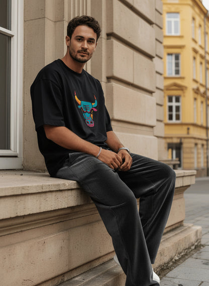 Bull Gradient Graphic Oversized Tee