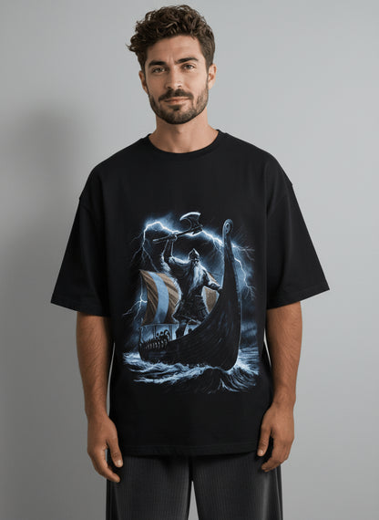 Viking Ship Graphic Oversized Tee