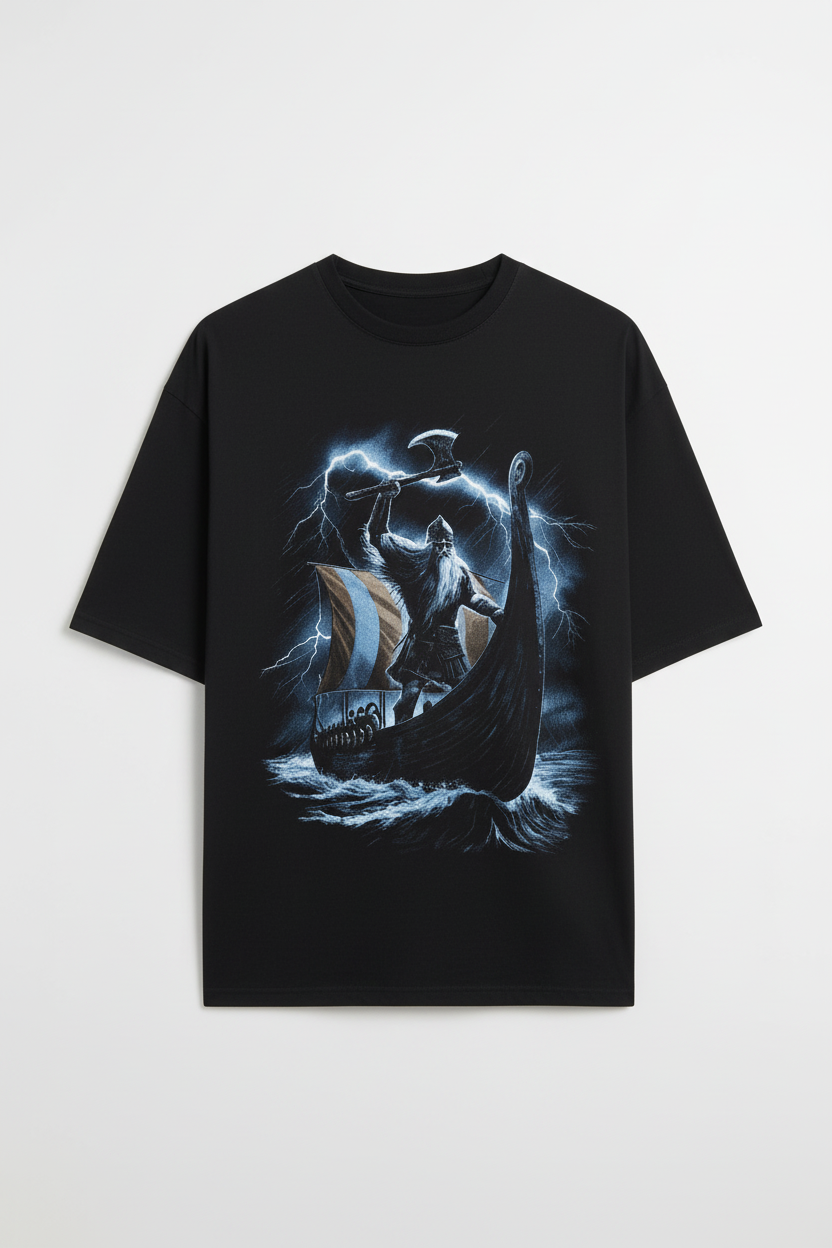 Viking Ship Graphic Oversized Tee