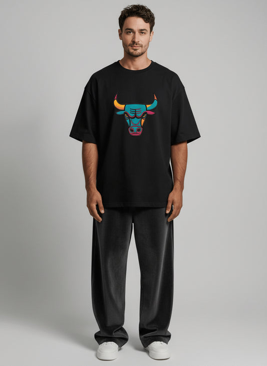 Bull Gradient Graphic Oversized Tee