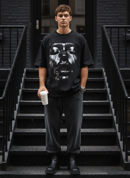 Liquid Face Graphic Oversized Tee