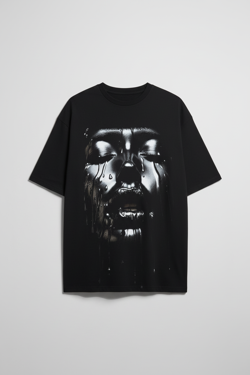 Liquid Face Graphic Oversized Tee