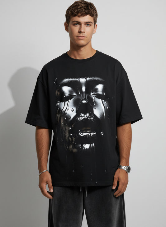 Liquid Face Graphic Oversized Tee