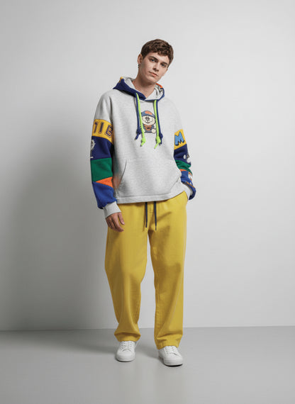 Multi-Stripe Character Hoodie - White Navy