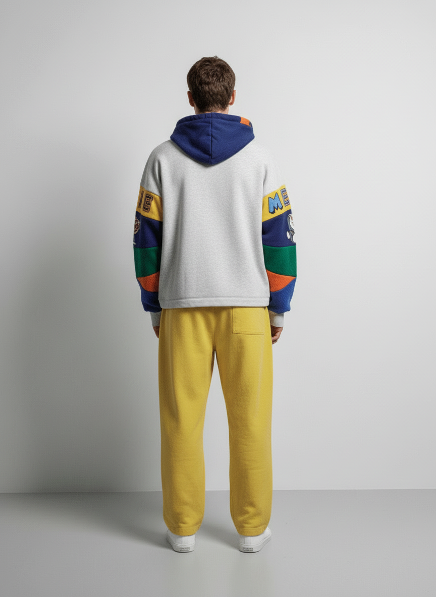 Multi-Stripe Character Hoodie - White Navy