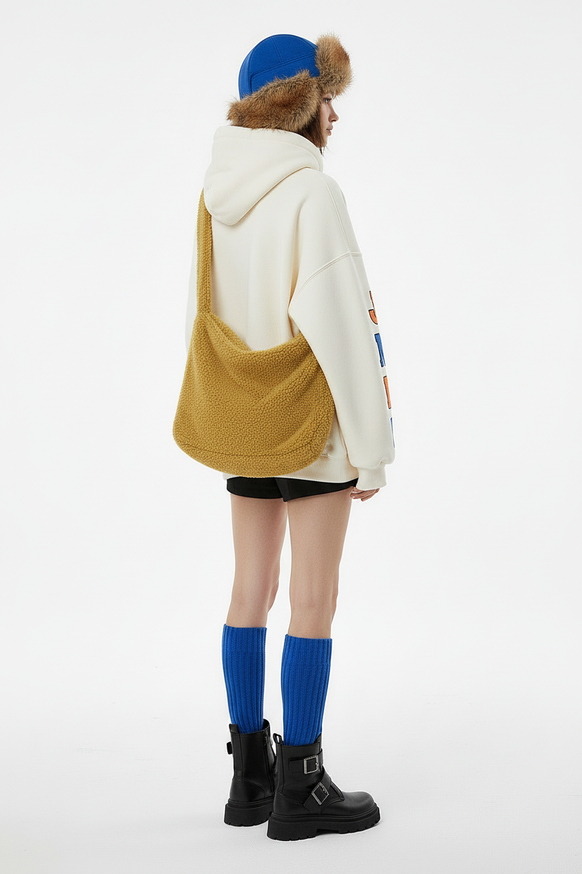 White Vibe-State Multi-Patch Hoodie