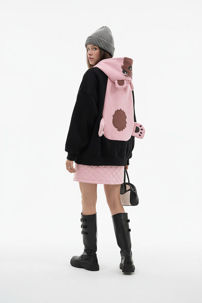 Zip-Up Hoodie - Black & Pink