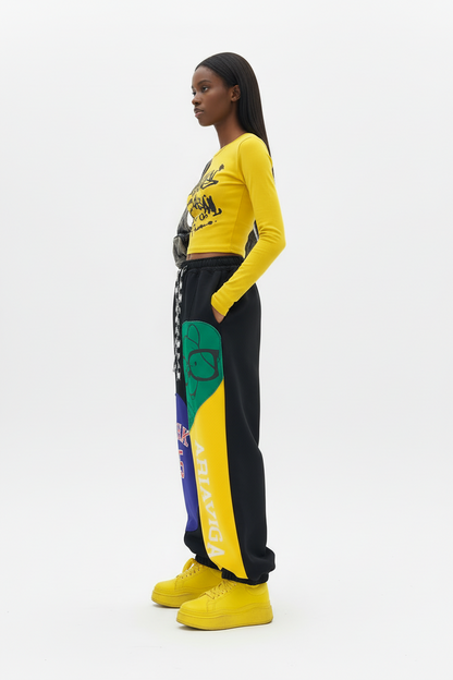 Black Pooh Bear's Wide Leg Pants